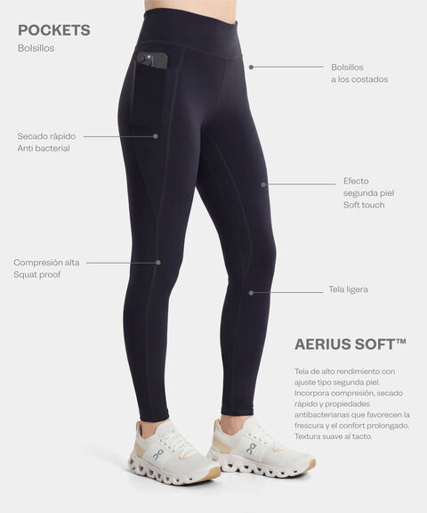 Leggings Pockets Aerius Soft, Negro